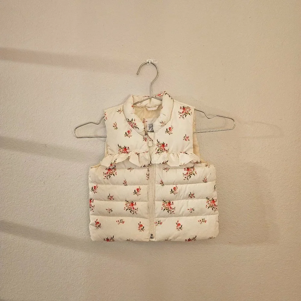 Baby GAP Floral Puffer Vest Sz 18-24M